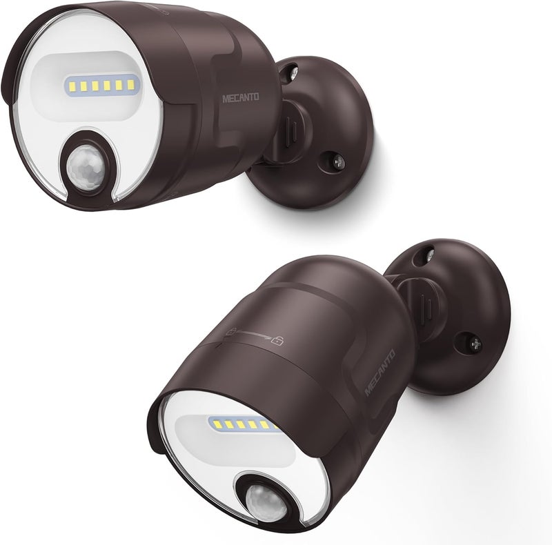 Mecanto 2 Pack Motion Sensor Light Outdoor Battery Operated, 4000mAh Rechargeable 600 Lumen Battery Outside Lights Spotlight, IP65 Waterproof for Porch, Garage, House - Image 1